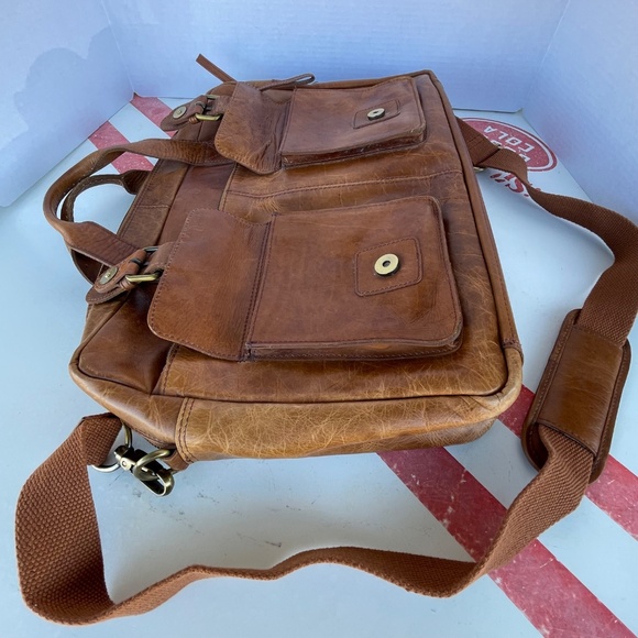 Unisex Rawlings Adjustable Brown Baseball Glove Leather Messenger Bag - Picture 8 of 16